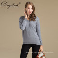 Oem Service V Neck Loose Type Women Wool Knitted Sweater From Manufactured In China